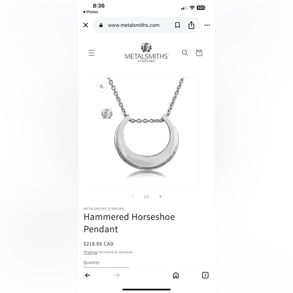 Metalsmith Horseshoe Pendant on Box Chain. Martello Metalsmiths Sterling - Picture 15 of 15